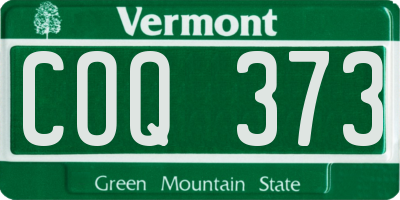 VT license plate COQ373
