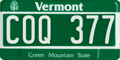 VT license plate COQ377