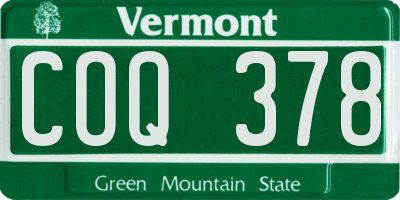 VT license plate COQ378