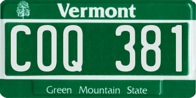 VT license plate COQ381