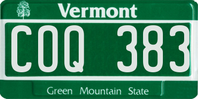 VT license plate COQ383