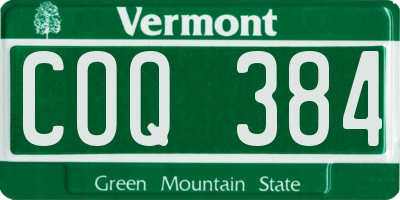VT license plate COQ384