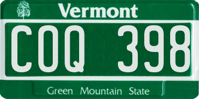 VT license plate COQ398