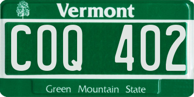 VT license plate COQ402