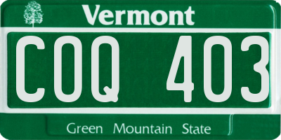 VT license plate COQ403