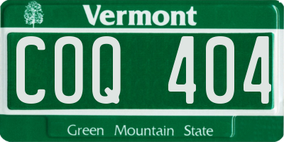 VT license plate COQ404