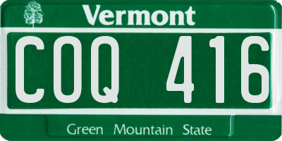 VT license plate COQ416