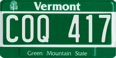 VT license plate COQ417