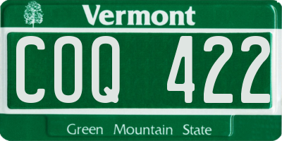 VT license plate COQ422