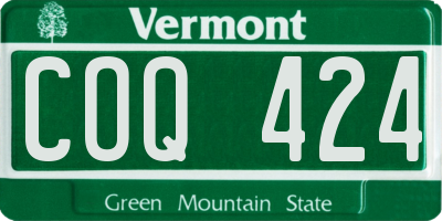 VT license plate COQ424