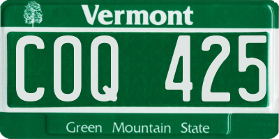 VT license plate COQ425