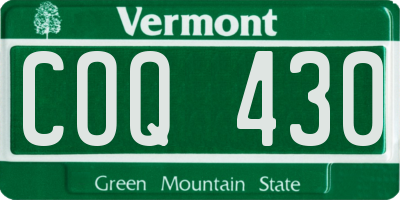 VT license plate COQ430