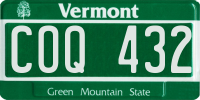 VT license plate COQ432