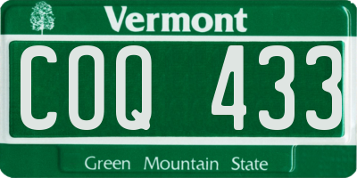 VT license plate COQ433