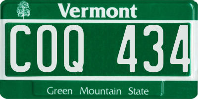 VT license plate COQ434