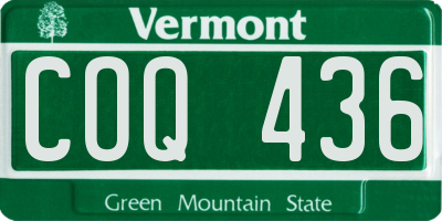 VT license plate COQ436