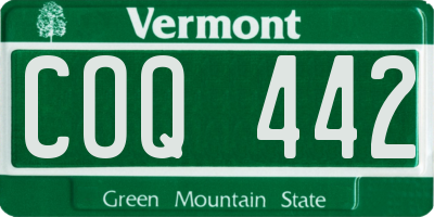 VT license plate COQ442