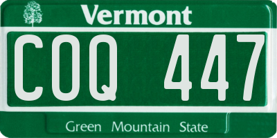 VT license plate COQ447