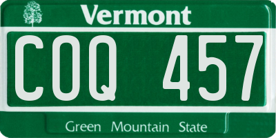 VT license plate COQ457