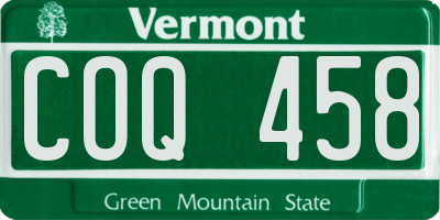 VT license plate COQ458