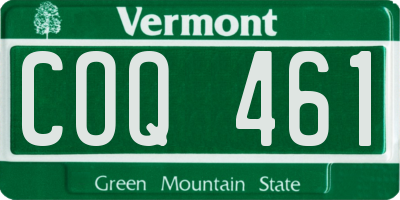 VT license plate COQ461