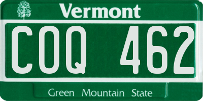 VT license plate COQ462
