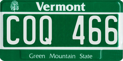 VT license plate COQ466