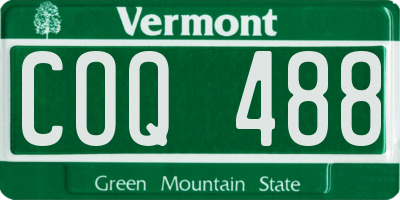 VT license plate COQ488