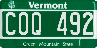 VT license plate COQ492