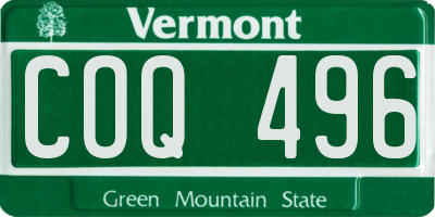 VT license plate COQ496
