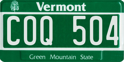 VT license plate COQ504