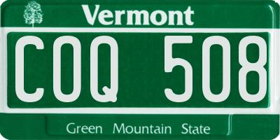 VT license plate COQ508