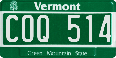VT license plate COQ514
