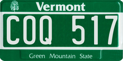VT license plate COQ517