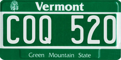 VT license plate COQ520