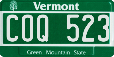 VT license plate COQ523