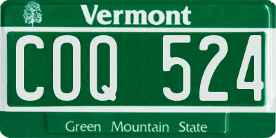 VT license plate COQ524