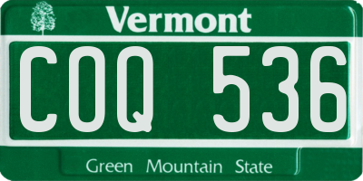 VT license plate COQ536
