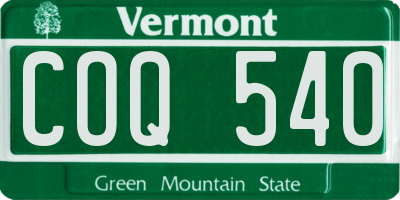 VT license plate COQ540