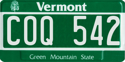 VT license plate COQ542