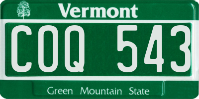 VT license plate COQ543
