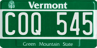 VT license plate COQ545