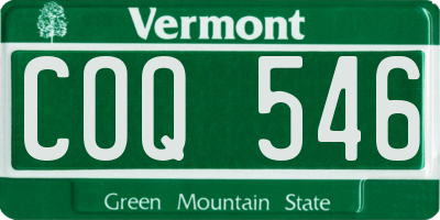 VT license plate COQ546