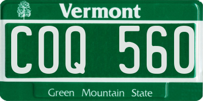 VT license plate COQ560