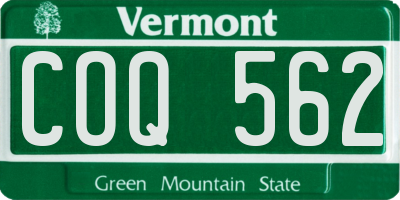 VT license plate COQ562