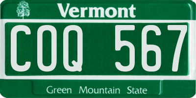 VT license plate COQ567