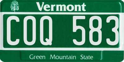VT license plate COQ583