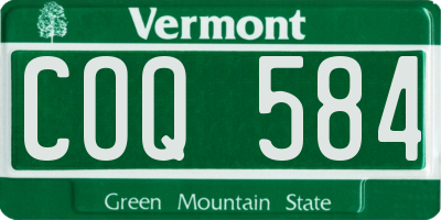 VT license plate COQ584