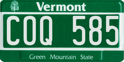 VT license plate COQ585