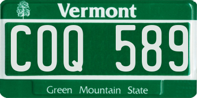 VT license plate COQ589
